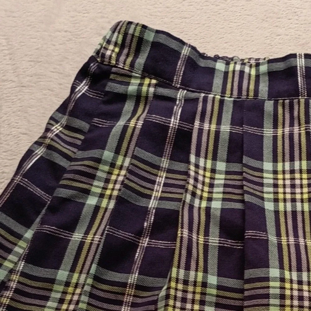 Justice Girls XL Plus Purple Green Plaid Pleated Skort Metallic Accents NWOT